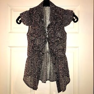 Miley Cyrus sheer soft blouse with ruffles